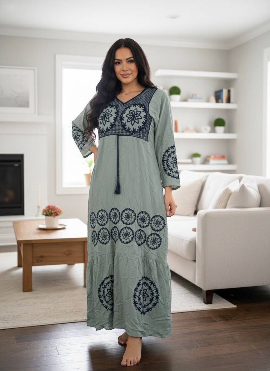 Home Dress - Long Dress - Sage Green