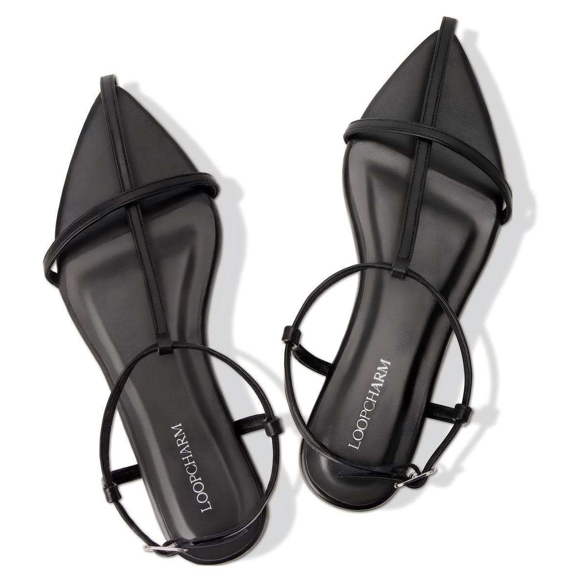 Women's Black Strappy Flat Sandals