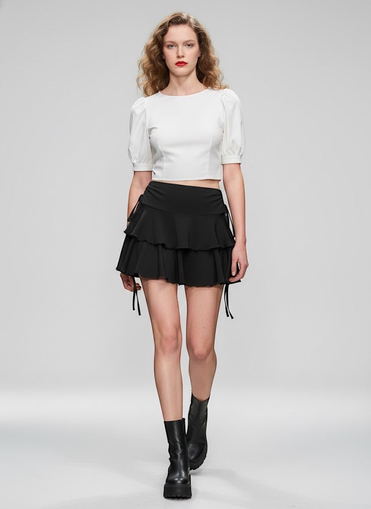 High-Waist Tiered Mini Skirt