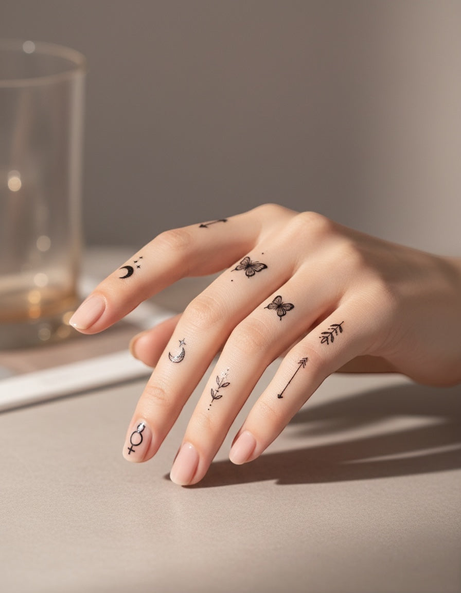 10 Sheets Temporary Tattoo Stickers - Highquality Decals, Waterproof Long-Lasting Body Art Small Designs Suitable For Fingers And The Neck