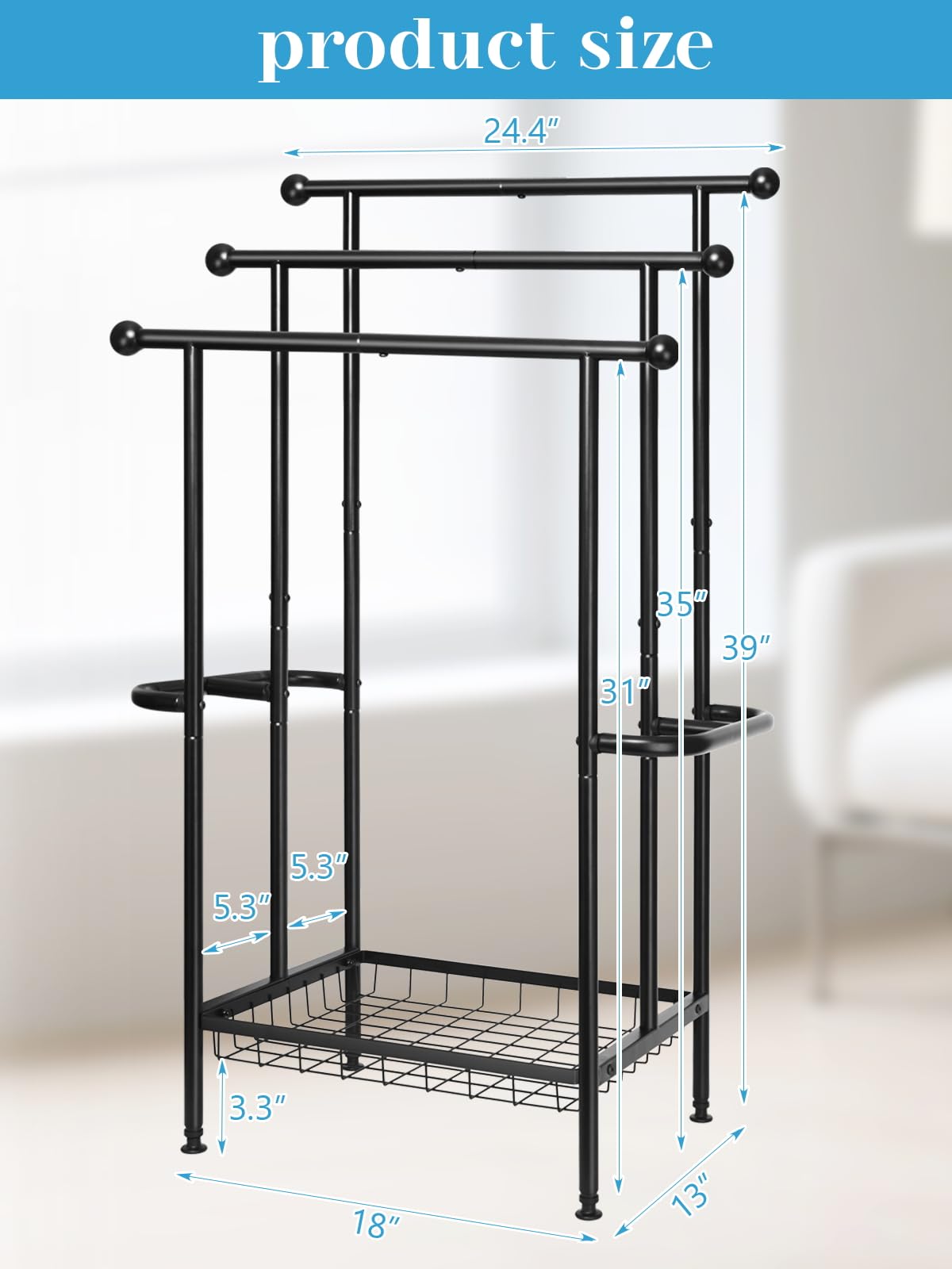 Freestanding Towel Rack for Bathroom & Outdoor, 3-Tier