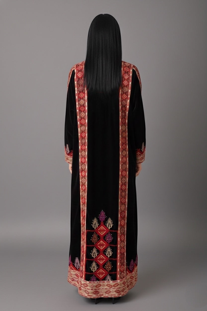 Roza | Heritage Embroidery | Crepe Maxi Dress |Black