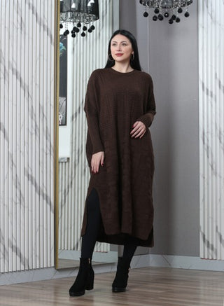 long-sleeved tunic-brown