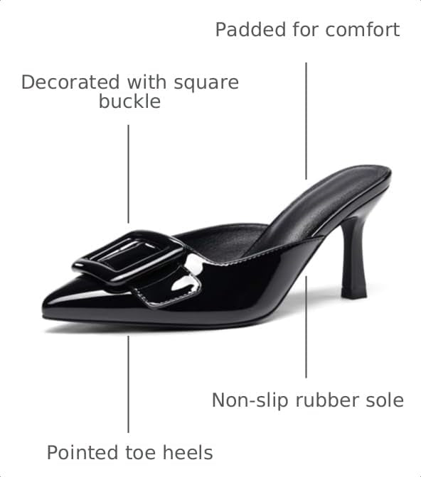 Women's Pointed Toe Buckle Stiletto Mules