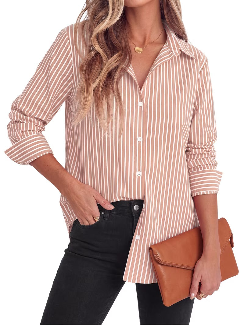 Shirts Classic Long Sleeve Collared Office Work Blouses Tops