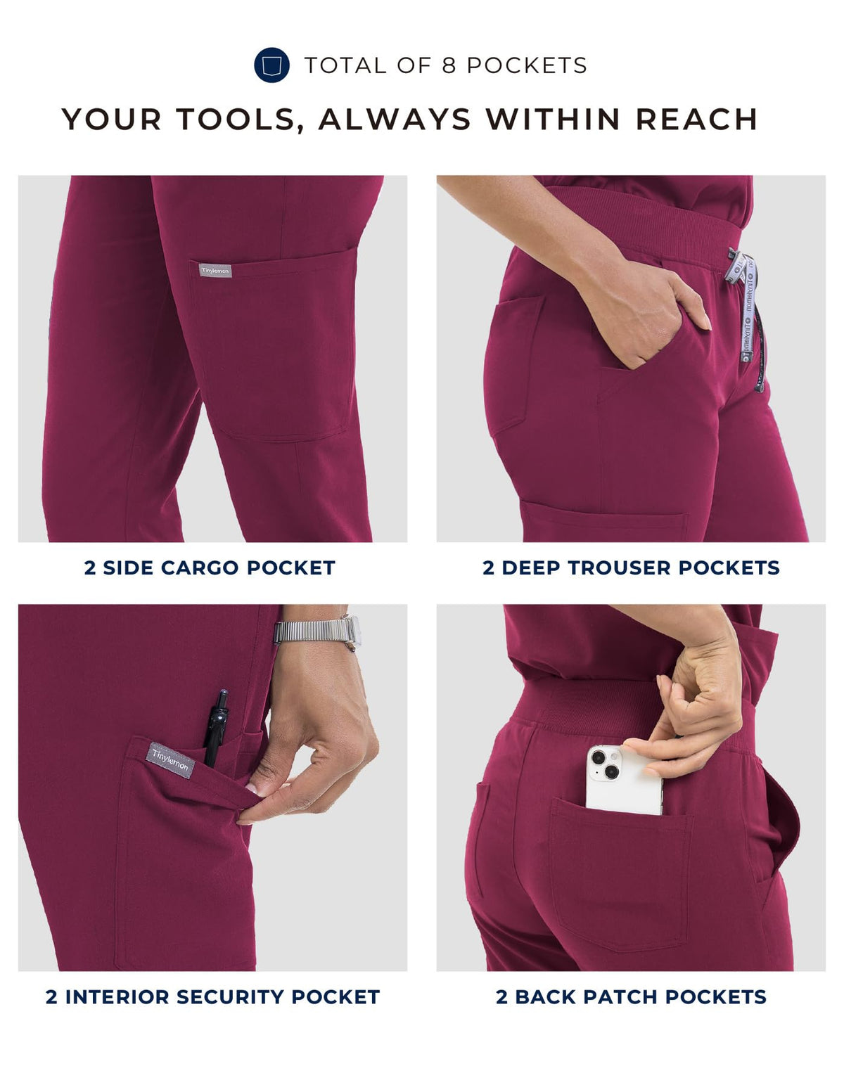 Women's 8-Pocket Jogger Scrub Pants