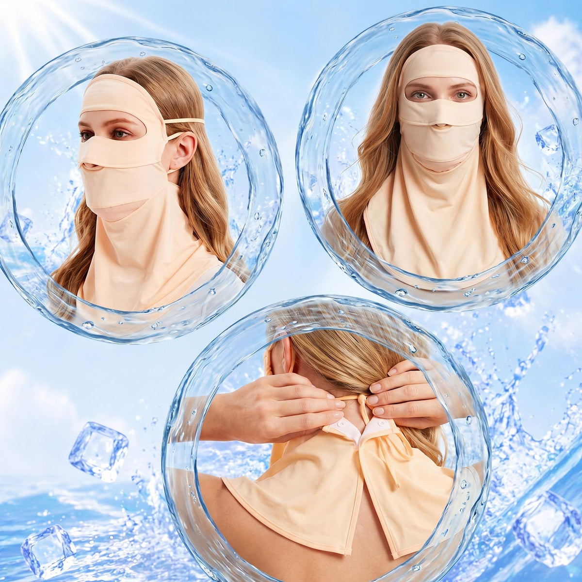 3 Pack Breathable Sun Protection Face Mask Women
