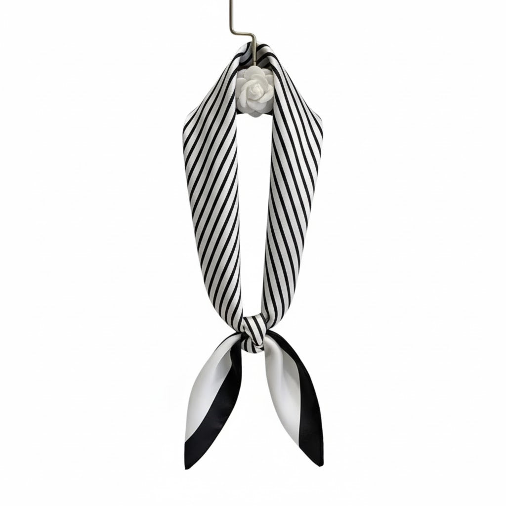 Square Scarf white& black Silk-Touch Wrap