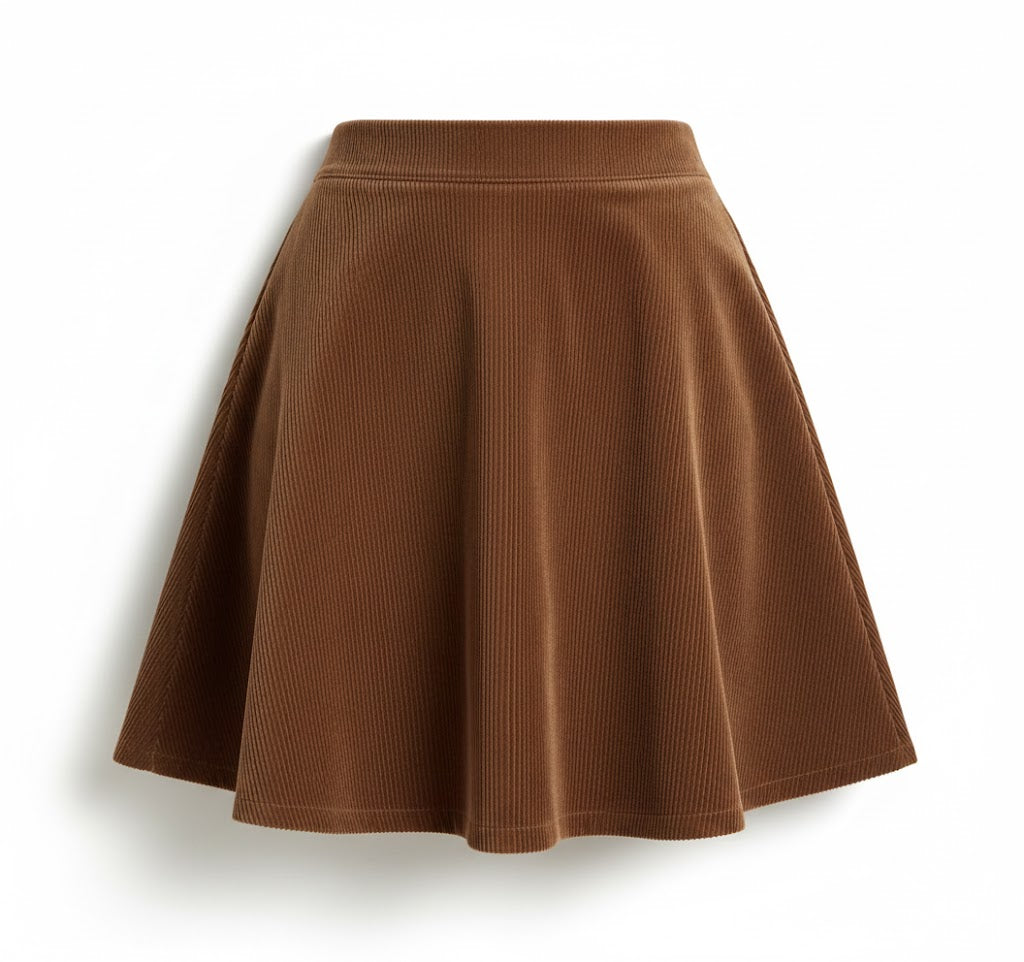 WhisperLine™ Corduroy Skirt-Brown Skirt