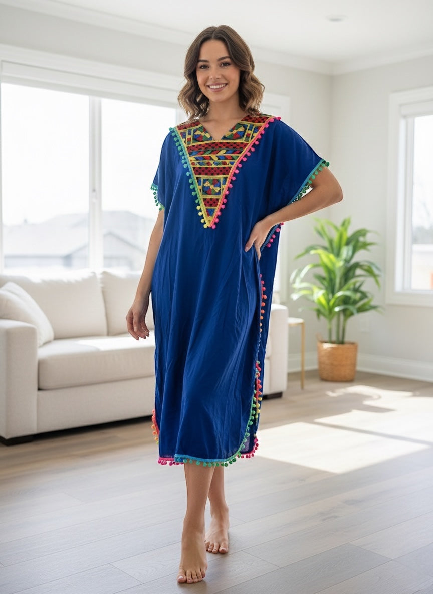 Lightweight Crepe Chiffon Home Dress - Egyptian Embroidered