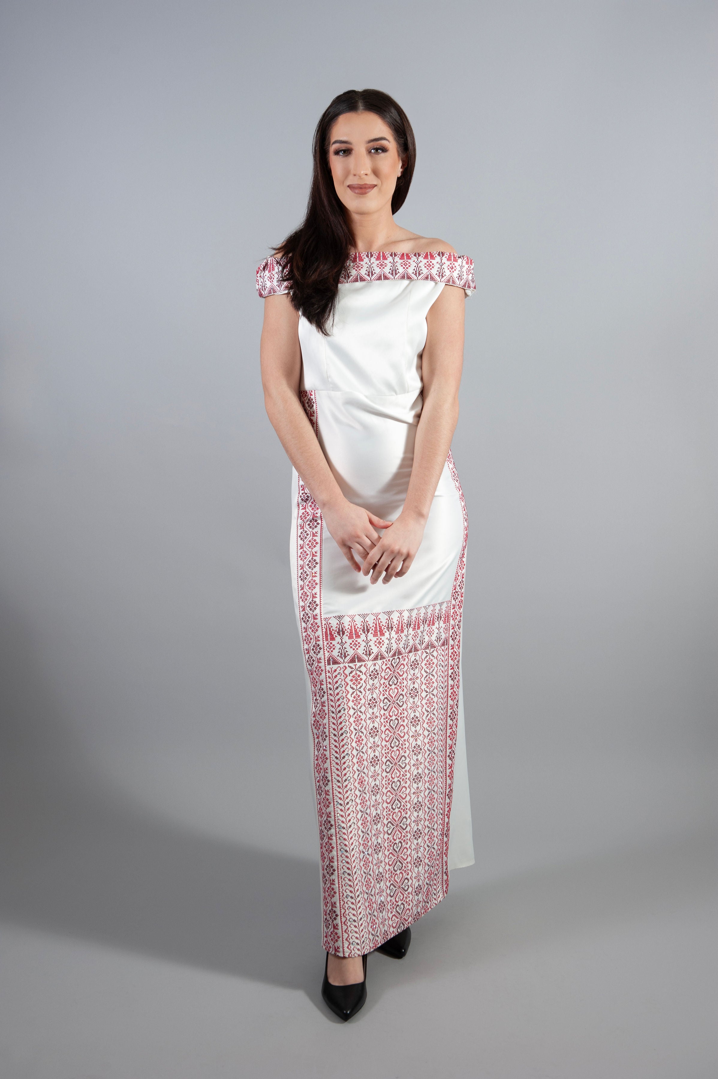 embroidery party dress - roza - white