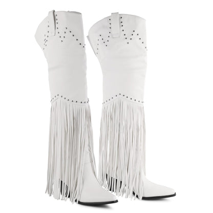 Fringe Thigh High Boots, Over the Knee Cowboy