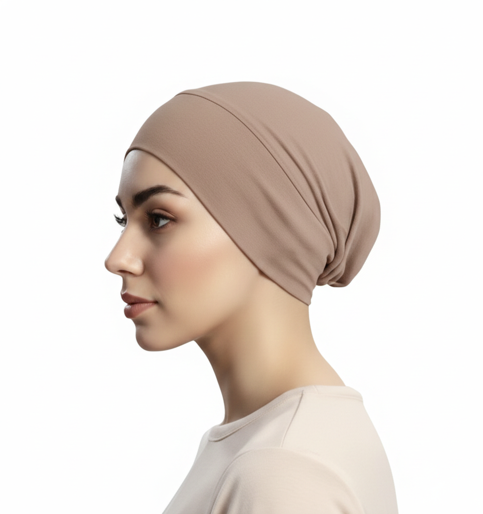 3pcs Set Women’s Elastic (Jersey) Muslim Turban Hat - Base Hijab Under-Cap, Soft Chemo Head Wrap, (Black, White, Brown)