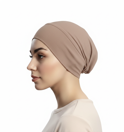 3pcs Set Women’s Elastic (Jersey) Muslim Turban Hat - Base Hijab Under-Cap, Soft Chemo Head Wrap, (Black, White, Brown)