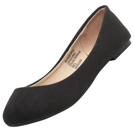 Alpine Swiss Womens Black Micro-Suede Pierina Ballet Flats