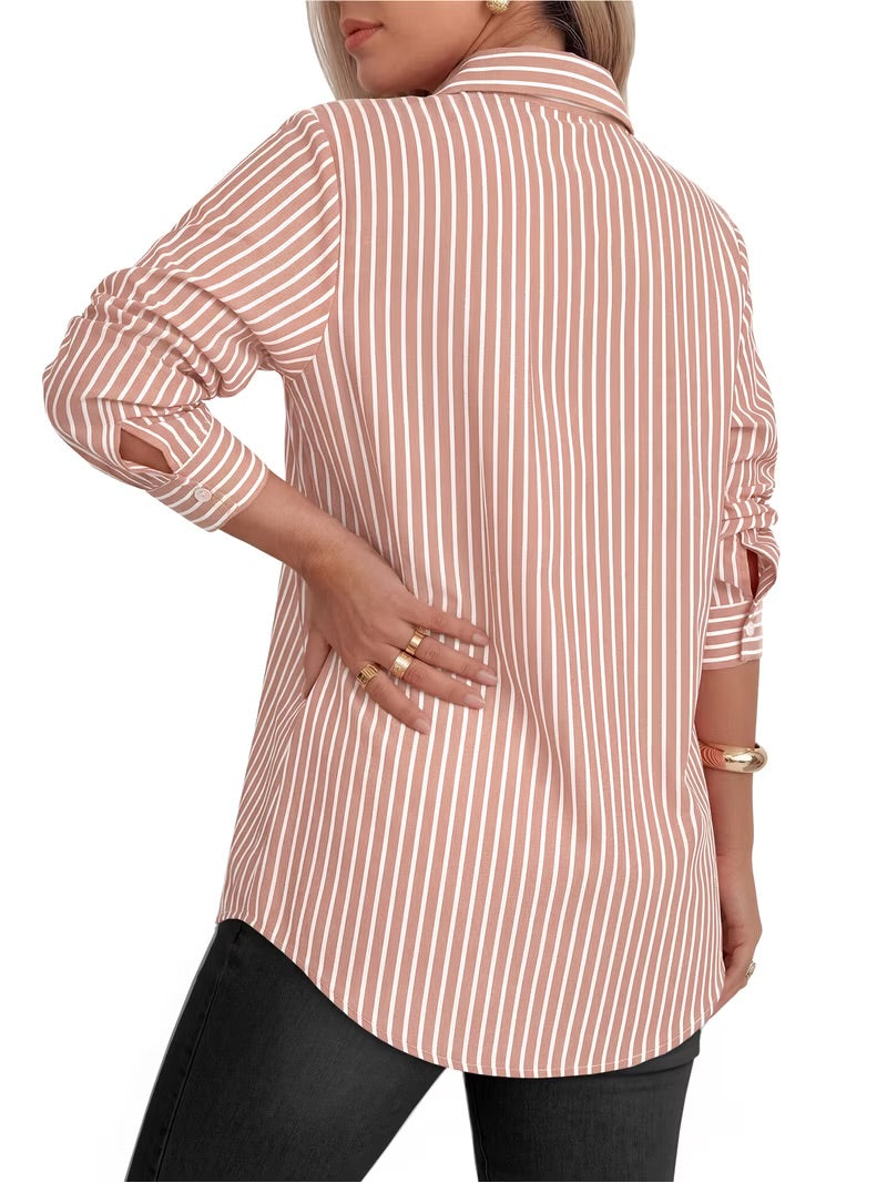 Shirts Classic Long Sleeve Collared Office Work Blouses Tops