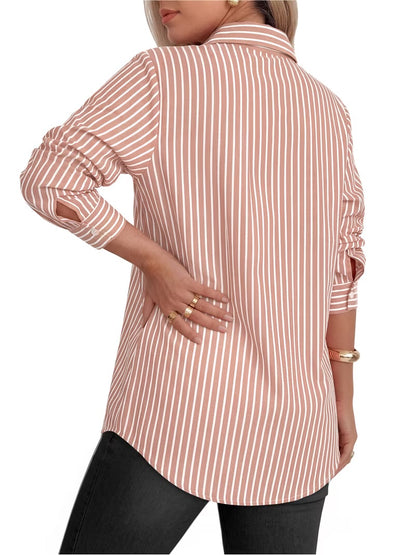 Shirts Classic Long Sleeve Collared Office Work Blouses Tops
