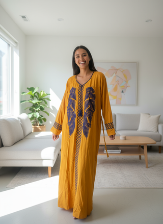 Home Dress- light design-Yellow