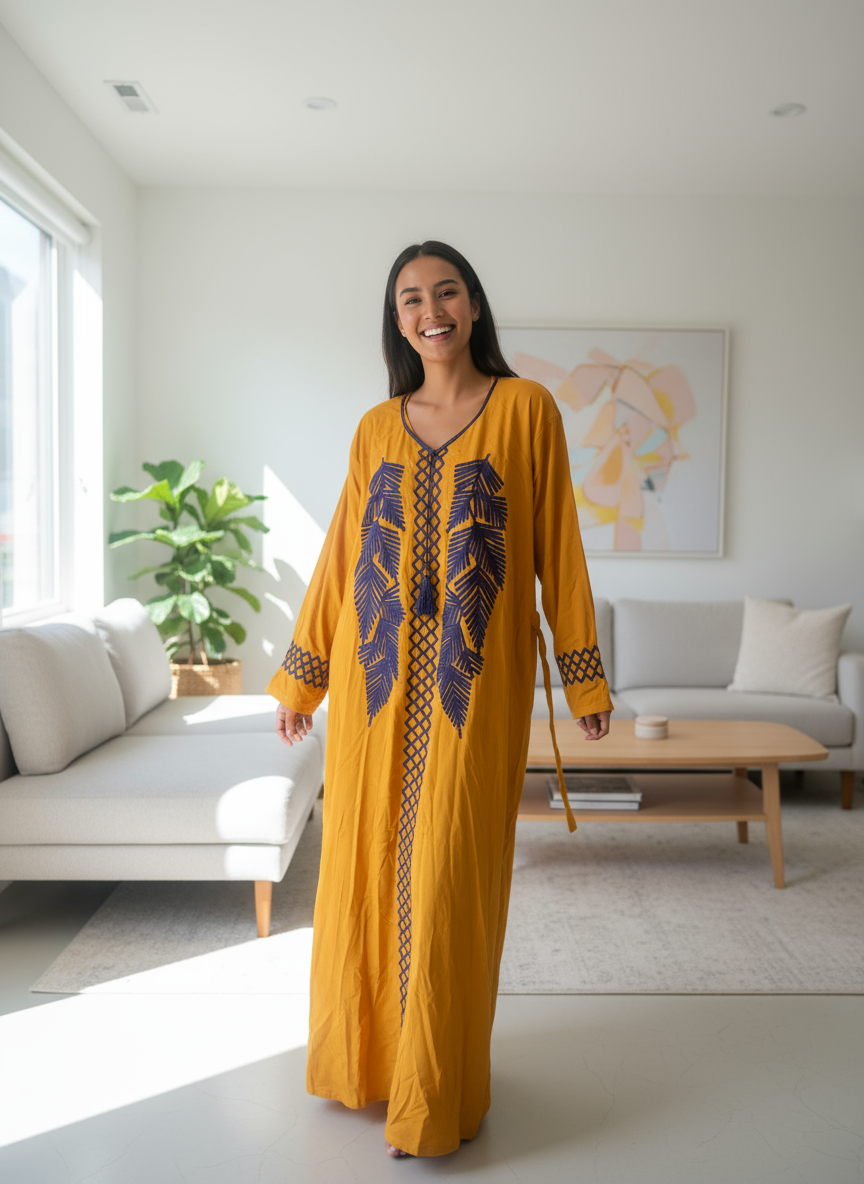 Home Dress- light design-Yellow