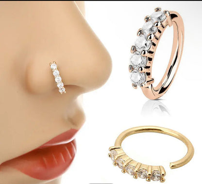 Golden Sparkly Zircon Inlaid Fashion Nose Jewelry