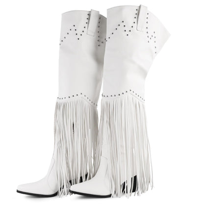 Fringe Thigh High Boots, Over the Knee Cowboy