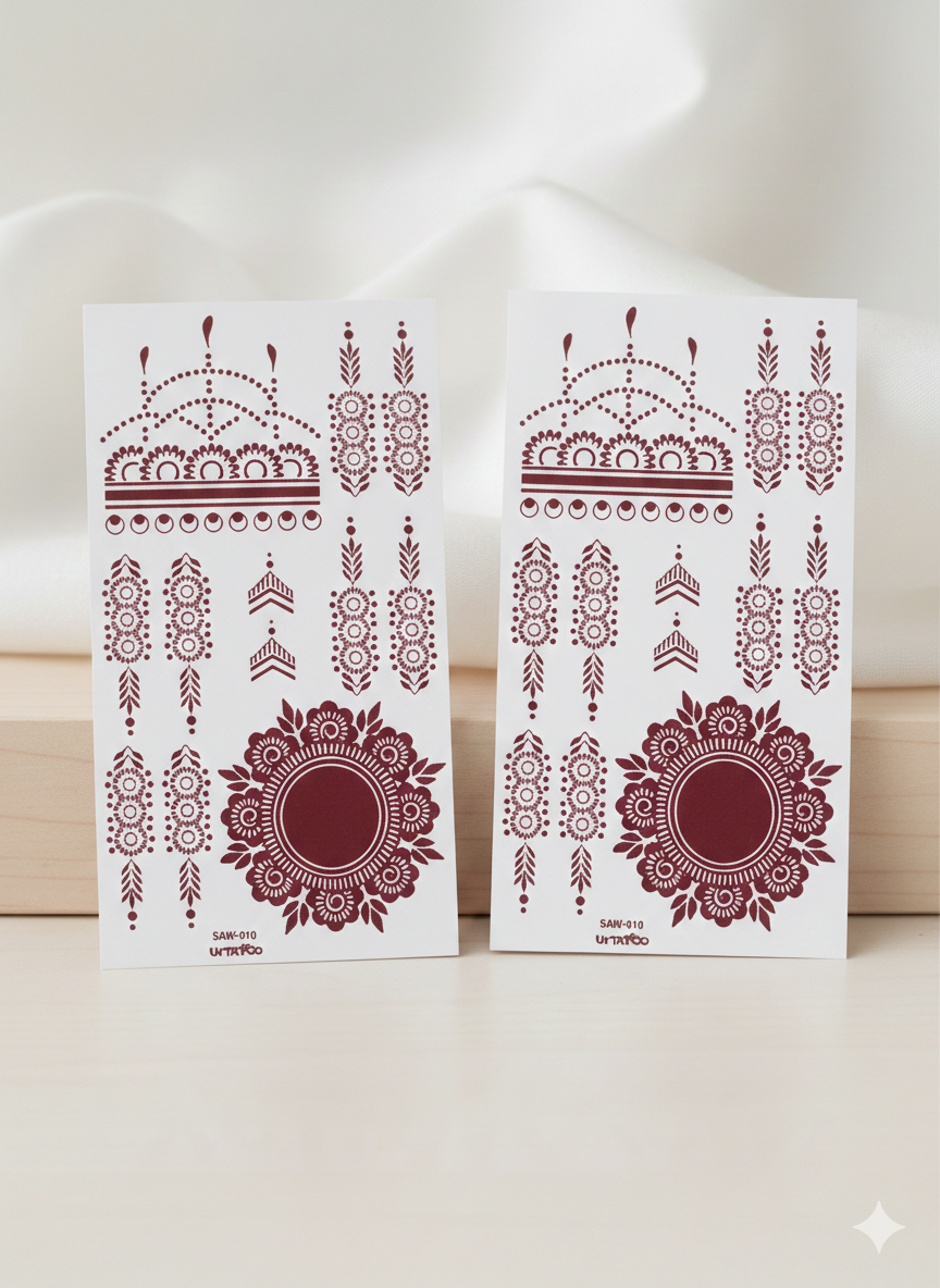Royal Bridal Henna Luxury Embroidered Temporary Hand Tattoo for Weddings &amp; Special Celebrations