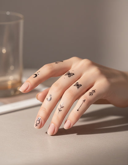 10 Sheets Temporary Tattoo Stickers - Highquality Decals, Waterproof Long-Lasting Body Art Small Designs Suitable For Fingers And The Neck
