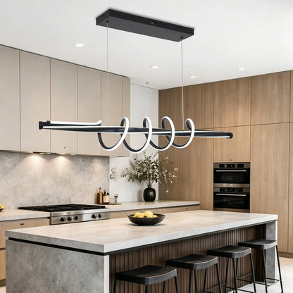 Modern Black Dimmable Spiral LED Chandelier Light