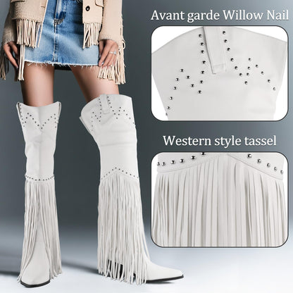 Fringe Thigh High Boots, Over the Knee Cowboy