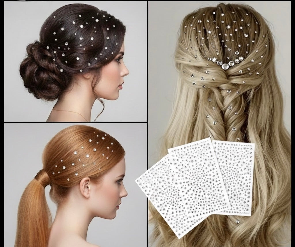 CrystalCrown Hair &amp; Nail Styling Jewels Collection - Hair Stickers - Accessories for Hairstyling