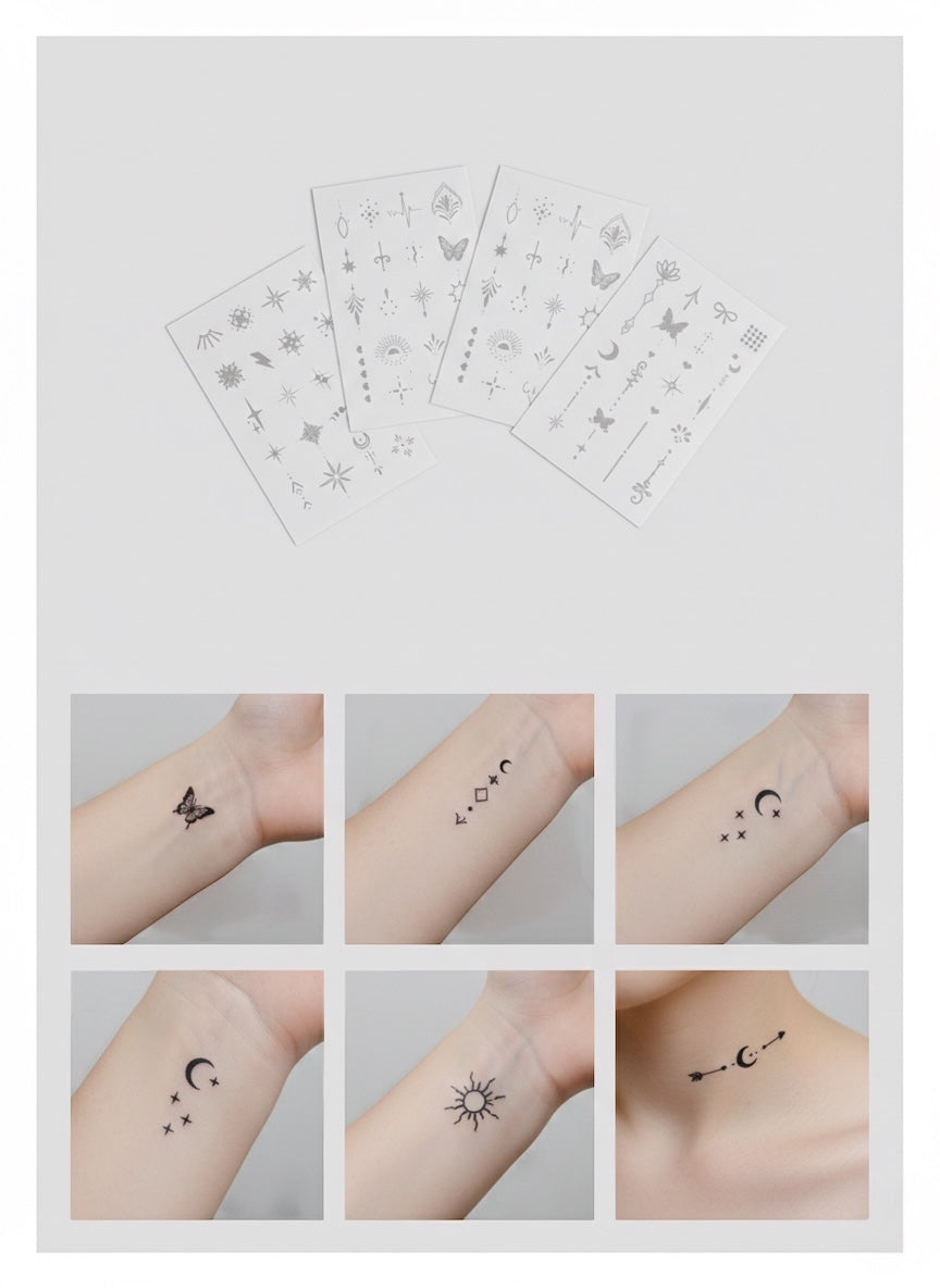 Temporary Tattoo Stickers 5pcs - Cute Star &amp; Geometric Designs, Waterproof Paper Stickers for Finger, Leg Shoulder, Neck, - Daily Party &amp; Festival Gift Body Art, Party Accessories