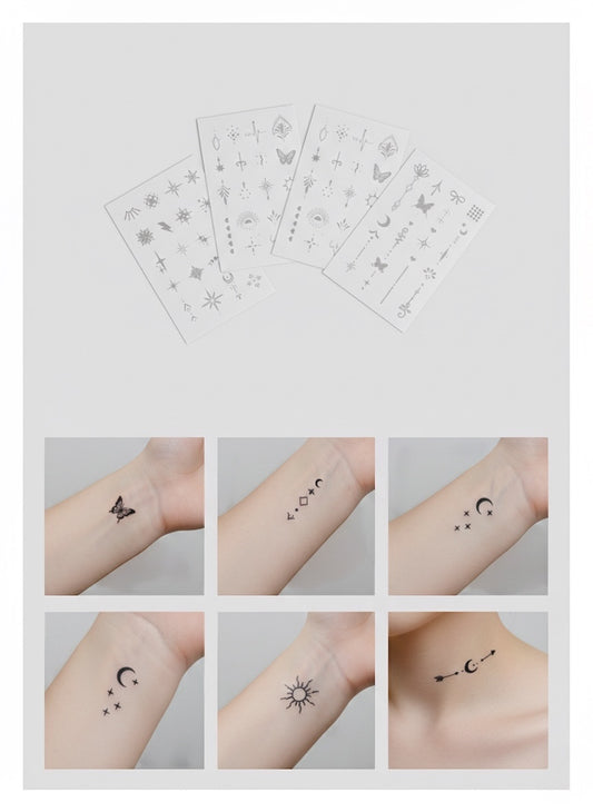 Temporary Tattoo Stickers 5pcs - Cute Star & Geometric Designs, Waterproof Paper Stickers for Finger, Leg Shoulder, Neck, - Daily Party & Festival Gift Body Art, Party Accessories