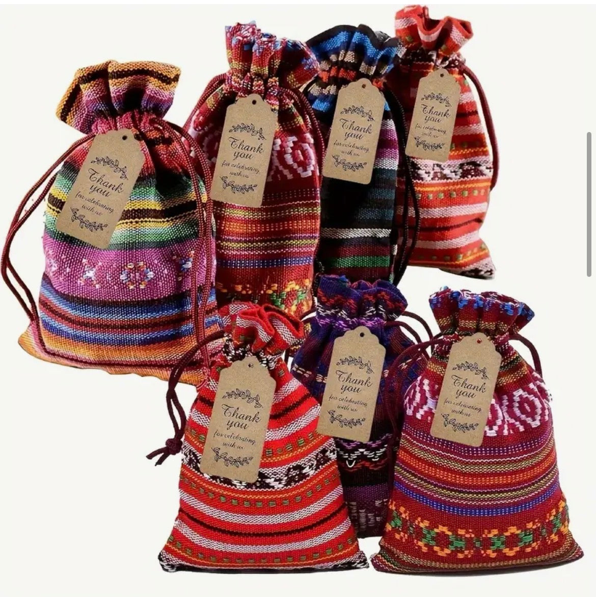 10-Piece Heritage Drawstring Gift Pouches with Matching 'Thank You' Stationery  Design for Birthdays, Weddings, and Holiday Party