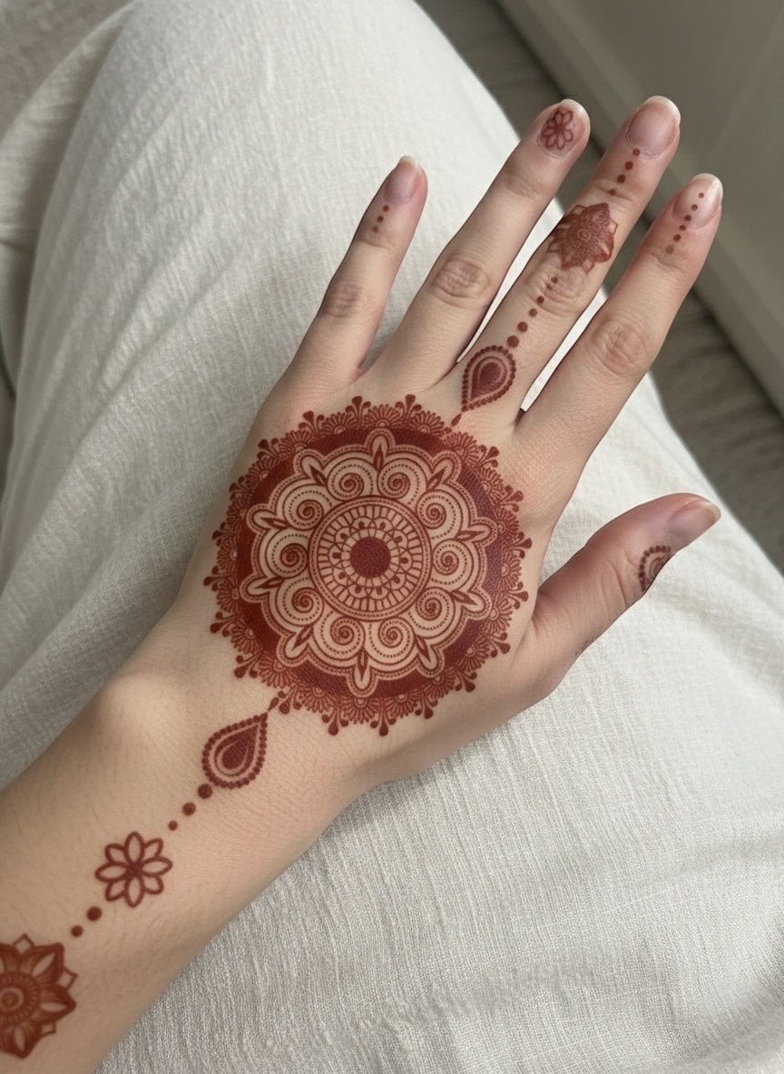 Temporary Hand Tattoo for Weddings &amp; Special Celebrations Royal Bridal Henna - Luxury Embroidered