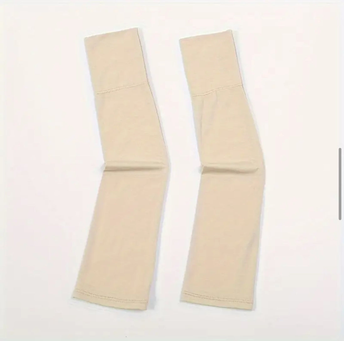 Long Solid Color Compression Sleeves, Modal Soft Cozy Sunscreen Arm Cover
