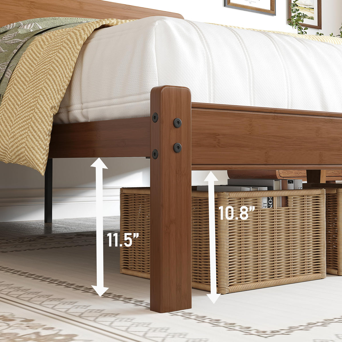 Queen Size Bamboo Wood Platform Bed Frame