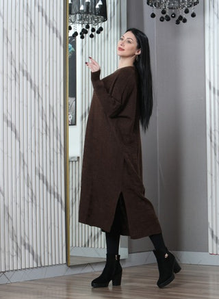 long-sleeved tunic-brown