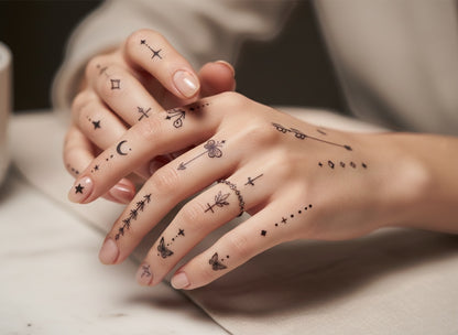 10 Sheets Temporary Tattoo Stickers - Highquality Decals, Waterproof Long-Lasting Body Art Small Designs Suitable For Fingers And The Neck