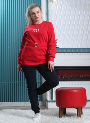Cozy Velvet Set Belted Top & Trousers