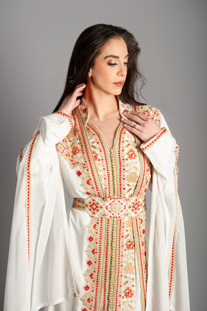 Dress Embroidery With Elegant - Long Maxi Dress Long Sleeves, Bridal, Evening, Party-Imperial Golden Kaftan Set Luxurious Two-Piece Ensemble of Royal Elegance