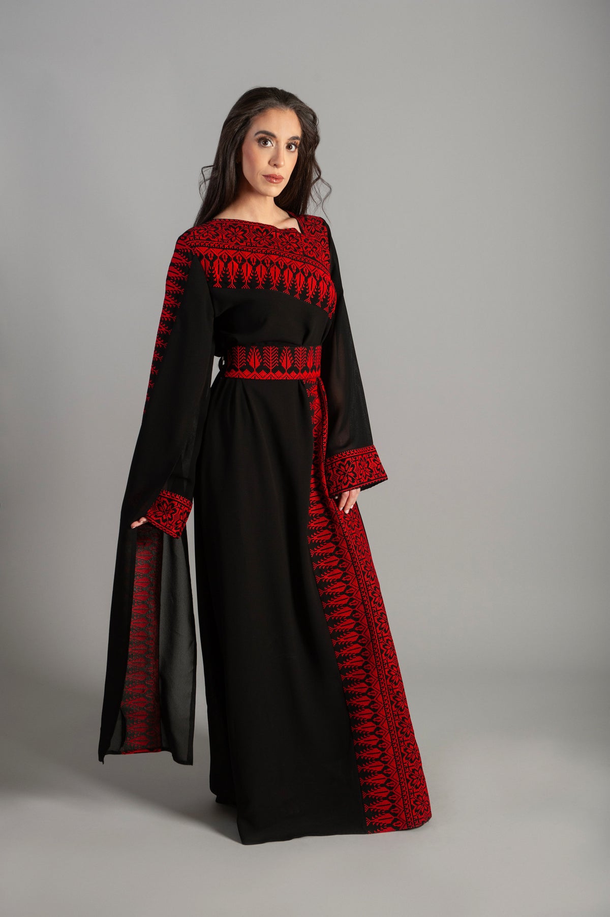abaya dress intricate embellishments, a gracefully wrapped waist belt, and a long sleeve for added refinement Thobe For All Occasions Holidays & Celebrations