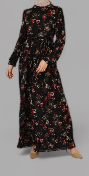 Modest dress - black - - drawn movements