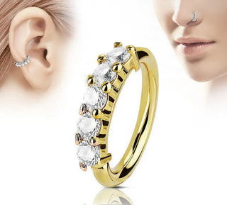 Nose Jewelry - Sparkly Inlaid Shiny Zircon -golden