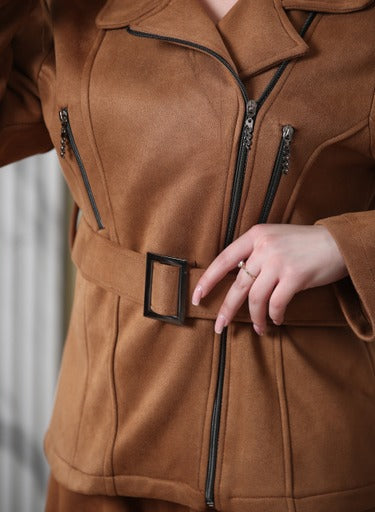 Short jacket - Two-Tone Biker Jacket with Asymmetric Zip