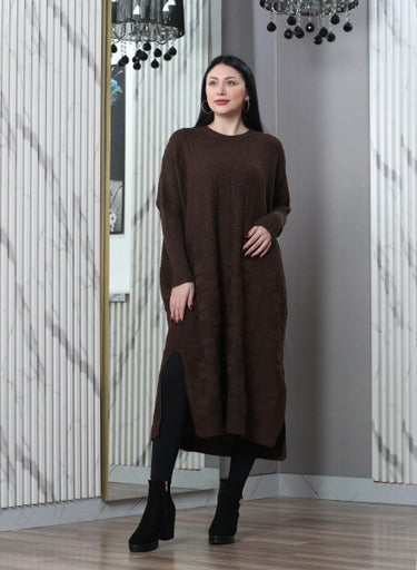 long-sleeved tunic-brown