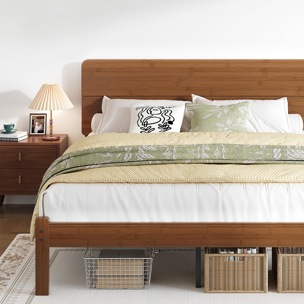 Queen Size Bamboo Wood Platform Bed Frame