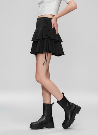 High-Waist Tiered Mini Skirt