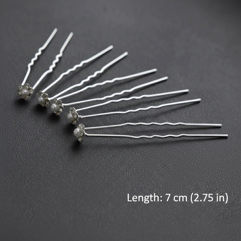 10Pcs Elegant Pearl Flower Hair Pins - Floral roz Hair Jewelry Pins for Brides & Formal Bun Hairstyles.