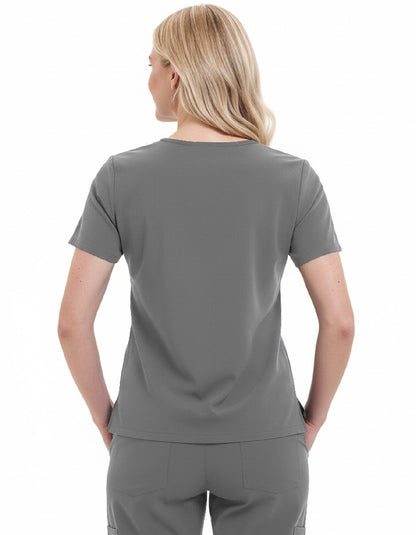 Women's V-Neck Slim Fit Scrub Top with 3 Pockets
