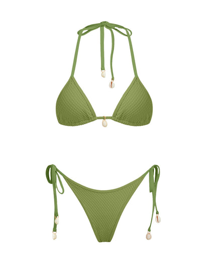 VOLAFA Women's Triangle Bikini Set “Swimsuit (Small, Green)
